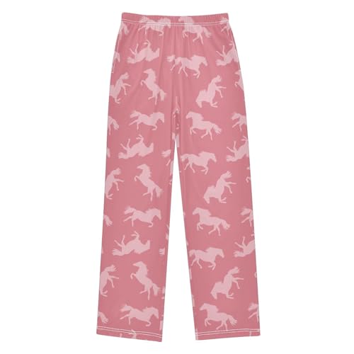 Boys' Pants Pink Horse Animal Pattern Long Bottoms Jogger Pants Elastic Waist Trousers with Pockets S-XL