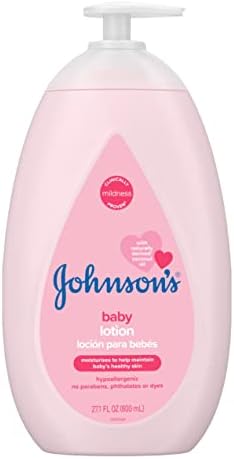 Johnson's Moisturizing Mild Pink Baby Lotion with Coconut Oil for Delicate Baby Skin, Paraben-, Phthalate- & Dye-Free, Hypoallergenic & Dermatologist-Tested, Baby Skin Care, 27.1 Fl. Oz