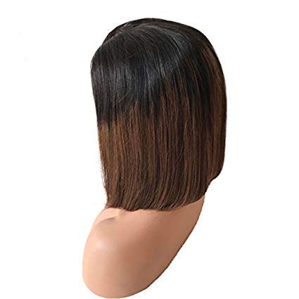 10inch Short Bob Peruvian Virgin Human Hair Front Lace Wigs 1b/30 Two Tone Blonde Ombre Lace Front Wigs for Black Women (10"LaceFrontWig)