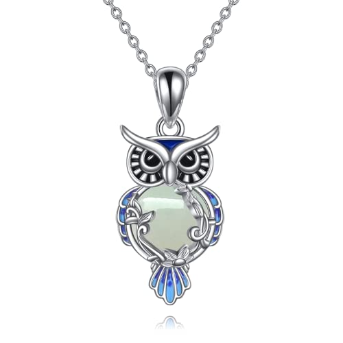 Collier hibou en pierre de lune et argent sterling YAFEINI pour femmes