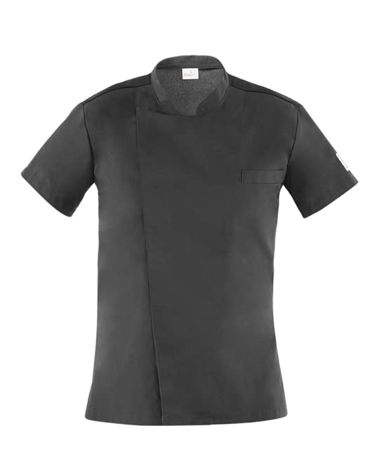 Giblor's Giacca THIAGO da Cuoco Chef Cucina in Poliestere e Cotone Slim Fit NERO