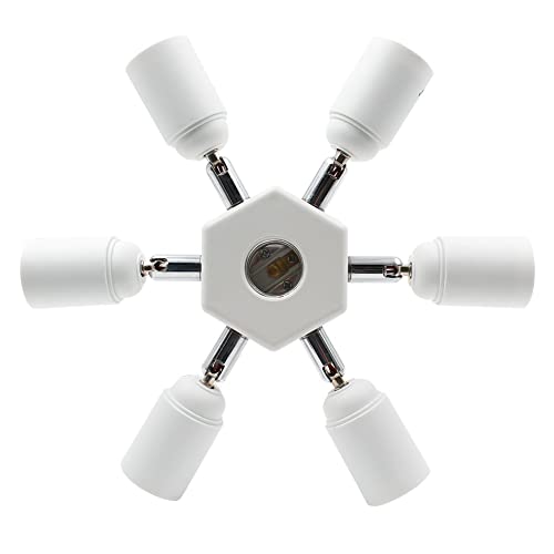 Dicuno Light Socket Splitter 7 Way Adapter, 7 In 1 E26 Socket Converter, 6+1 Splitter Bulb Lamp Holder 360 Degrees Adjustable 180 Degrees Bending #TOP5