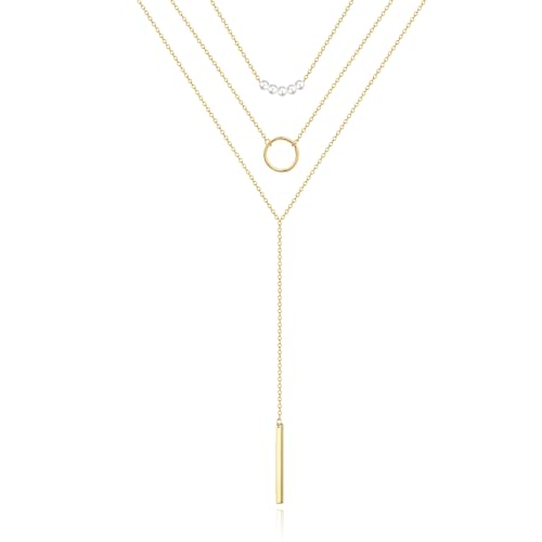 Image of Zeffy Gold Pearl Necklace for Women, Dainty 14K Gold /Silve Plated Layered Pearl Choker Pearl Earrings Pearl Bracelets Wedding Trendy Gold Jewelry Set for Women Gifts