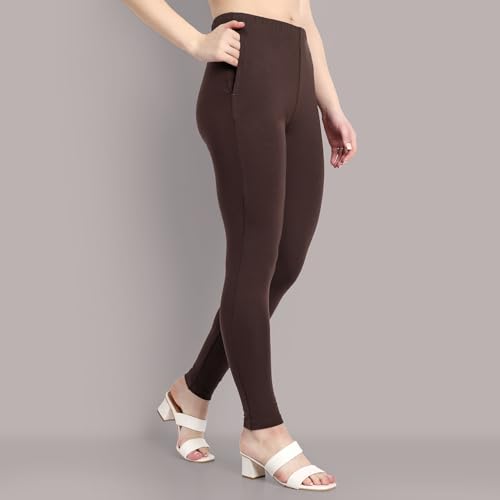 Image of ONE SKY Women Full Length Leggings | Cotton Modal Spandex Blend | High Waist Stretchable & Bio-Washed Fabric | Colour-Lock Technology | Comfortable Leggings for Women