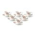 Espresso Cups and Saucers Set - Pink Floral, Butterfly Design, 2 oz. Set of 6