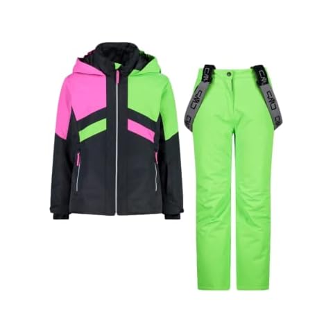 CMP Skianzug für Mädchen aus Twill - 32W0085, Titan/Neonfuchsia/Neongrün, 140 cm Cover