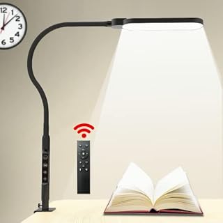 Howow Desk Lamp, Desk Light with Clamp Touch and Remote Control, Eye-Caring 15W Table Light Dimmable, 5 Color Modes and 9 Brightness Level with Memory Function for Home Office (Black)