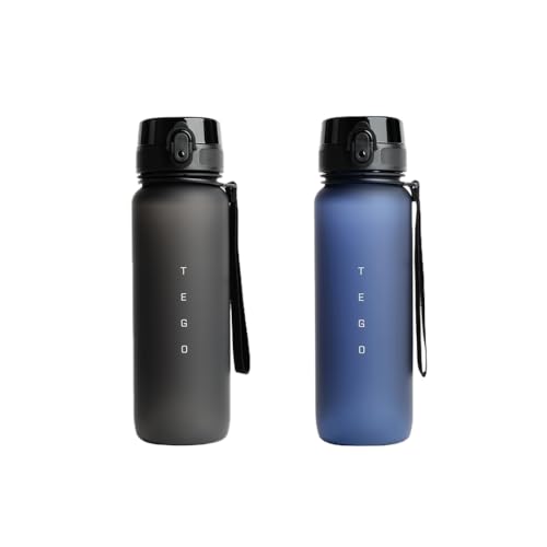 Image of TEGO Rise Tritan Water Bottle | 800ml Secure Flip Lock Lid | BPA-Free, Durable & Impact-Resistant | Wrist Strap for Easy Carry | Hydration Tracker | Gym, Office, Travel Water Bottle- Pack of 2