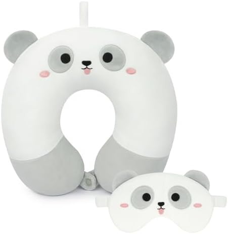Travel Neck Pillow With Eye Mask - U-Shaped Memory Foam Support For Adults & Kids, Airplane, Car, Train