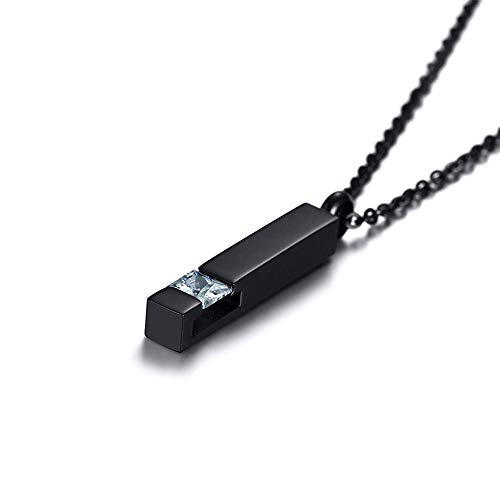 Preisvergleich Produktbild Asche Anhänger Edelstahl Schwarz Kristall Würfel Feuerbestattung Urne Anhänger Halskette Esche Halsketten Schmuck Geschenk Mit Füllwerkzeug