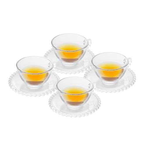 WOLFF - Conjunto 4 Xícaras de Chá de Cristal com Pires 180ml - Li...