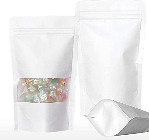 Image of DEERA White Metallic White Ziplock Stand Up Pouch 160x230mm Pack of 50