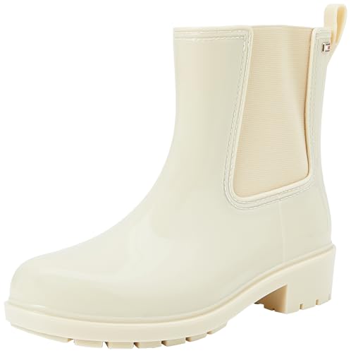 Tommy Hilfiger Botas de lluvia Mujer Flag Rainboot antideslizante, Marfil (Country Ivory), 37
