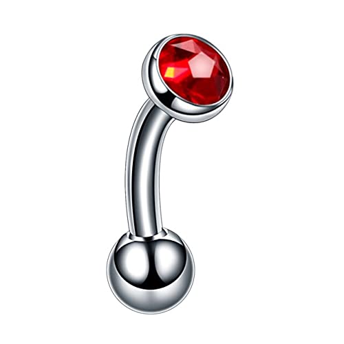 Lysee Body Jewelry - 1PC G23 Titanium Colorful Eyebrow Piercings Tongue Rings Gems Curved Barbell Sexy Vagina Piercings Genital Piercing Body Jewelry - (Metal color: Red)