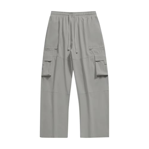 WENKOMG1 Men's Baggy Cargo Pants, Casual Work Hiking Pants Loose
