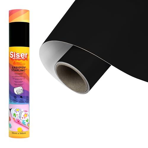 Siser EasyPSV Starling - Film adhésif permanent Noir Matt 150 x 30 cm, Pour personnaliser des objets et des surfaces rigides, Compatible avec traceur de...