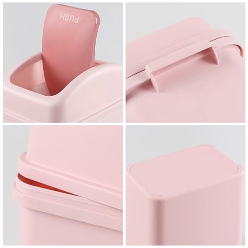 Caneca de basura pequeña 1.8 galones con tapa basculante rosa miniatura 3