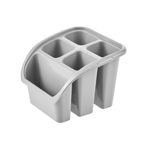 keeeper Besteckabtropfer, 5 Fächer, Abtropfgestell, 16 x 16 x 12 cm, Pino, Grau (Nordic Grey)