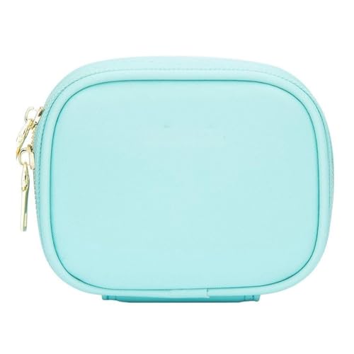 Neceser con luz de diseño exclusivo en cuero azul, estuche de maquillaje mediano