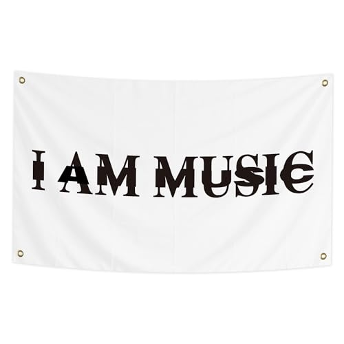 I Am Music Flag 3x5 Ft Funny Rapper Wall Banner Motivational Quote Flag for Indoor Room College Dorm Hanging Decor