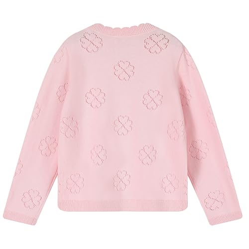 Girls' Cardigan Long Sleeve Shrug Sweater for Kids Cotton Cropped Uniform Knit Outerwear Lucky Clover and Heart2
