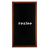 Kreidetafel 50x100 cm – mit Holzrahmen, braun – zum Schreiben mit Kreide, vertikalen / horizontalen Aufhängen / Aufstellen, für den Außen-/Innenbereich, für Kinder, Kinderzimmer, Küche, Büro