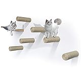 LAZZO Wall Mounted Cat Shelves Set, Sisal Cat Scratching Post Steps (6pcs) with Cat Hammock (1pcs), Float Perch Pet Bed Furniture Shelf Set for Climbing&Playing&Lounging