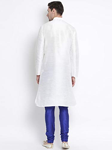 Image of VASTRAMAY VM Mens Silk Blend Kurta Pyjama Set - Classic Ethnic Attire for Timeless Style and Cultural Celebrations | Soft Comfortable Solid Full Sleeves Kurta and Churidar Pyjama Set