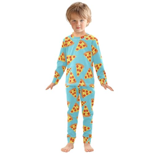 Pajama Sets Long Sleeve Pizza Slices on Blue Soft Comfy Sleepwear 2 Piece PJS 3-8T2