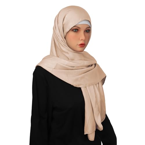 BXT Women Muslim Heardscarf Thin Silk-like Arabic Ramadan Hijab Islamic Long Scarf Wrap Middle East Scarves Shawl2