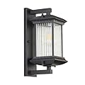 Zanritelit Outdoor Wall Lights, Square Waterproof Outside Light Fixtures Wall Mount for House Porch Yard Doorway Garage Patio, Black Aluminum Outdoor Sconce Wall Lighting, Exterior Wall Lantern