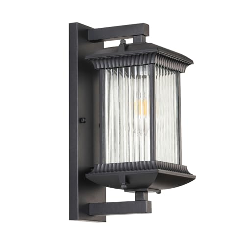 Outdoor Wall Lights, Square Waterproof Outside Light Fixtures Wall Mount for House Porch Yard Doorway Garage Patio, Black Aluminum Outdoor Sconce Wall Lighting, Exterior Wall Lantern