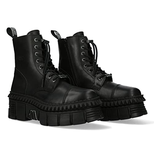 New Rock WALL083CCT-S6 Womens Black Leather Gothic Platform Boots2