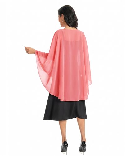 Image of Baoqiya Chiffon Capes Sheer Capelets Long Cape Poncho For Women Plus Size