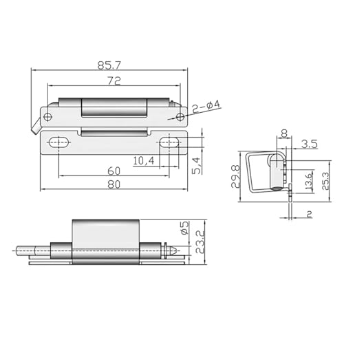Charnière pliante amovible en acier inoxydable 304 pour caisson, 1pc - 5