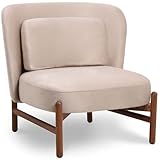 Beige Iconik Interior Velvet Style Fauteuil rembourré en Velours et Bois - Brina Beige