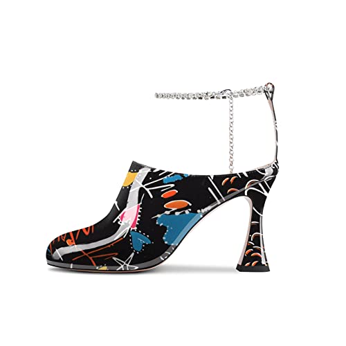 Castamere Women High Heel Round Toe Ankle Strap Pumps Rhinestone Crystal Wedding Party 3.3 Inches Heels2