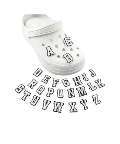 tikono Letters Numbers Shoe Decor 3D Sports Ball Shoe Charms clog Charm Alphabet I Love Heart Multipacks Shoes Decoration Sets (26PCS Letters)