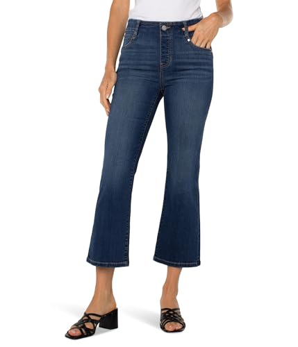 Liverpool Women's Gia Glider Pull on Flare W/Clean Finished Hem Jean 25.5in Inseam in Bonelli