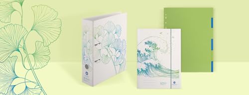 Herlitz 50033393 Ordner maX.file, A4, 8cm, Motiv: GREENline Welle, 1 Stück, Motiv: Welle, Ordner 8cm