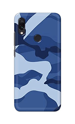 Image of Printed Hard Back Cover Case for Mi Redmi Y3 | Mi Redmi 7 Back Cover (Army Blue Pattern) -1302