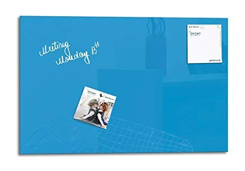 Glas Expert | Smart Glass Board ® | Tableau Magnetique en Verre | 60 x 40 cm | Bleu | Affichage Mémo Aimanté | Memo Board Magnétique Affichage | Memo Décoration Murale | + 2 Aimants