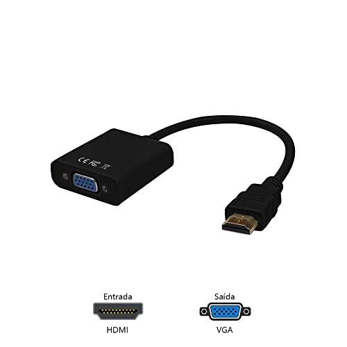 PlusCable Cabo adaptador de video e audio HDMI Macho para VGA Femea e P2 ADP-HDMIVGA20BK