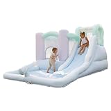 Bounceland Splash Zone Dream Wet or Dry Bounce House Water Slide, 11.5ftL x 9ftW x 6ftH, Pastel Color, Spacious Bounce Area, Splash Pool, Climbing Wall, Blower Included, Trendy Kids Outdoor Play