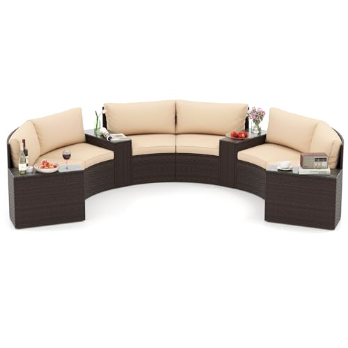 Tangkula 7 Pieces Patio Furniture Set, Rattan Half-Moon Curved...