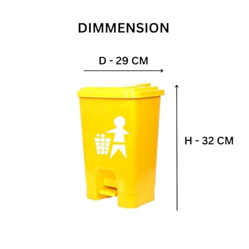 Image of Biomedical waste bins Plastic Pedal Dustbin for hospitals (12Ltr, Yellow) With 5 Pcs Bio hazard bags Free