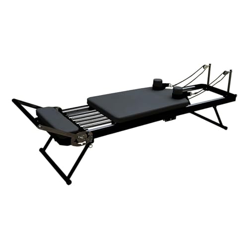 EEYZD Pilates Reformer Machine,Fitness Yoga Exercise Equipment,Adjustable Intensity Foldable Bed for Strength Training,Multifunctional Pilates Exerciser,Black
