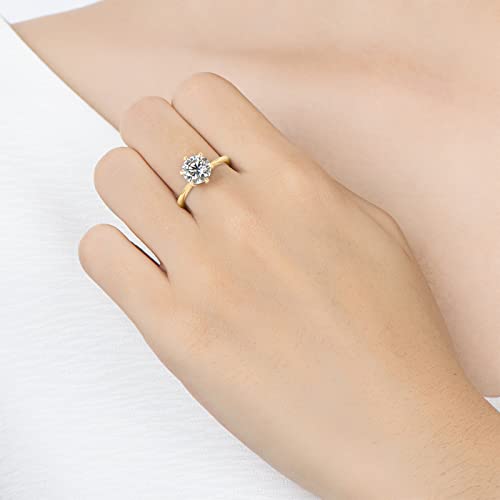 WOAINI 0.5/1/2/3 Carat Moissanite Ring for Women Prong-Setting, Eternity Promise Statement Solitaire Ring Band Sterling Silver Gold Plated, Diamond-Alternative Gift for Anniversary Wedding Engagement2