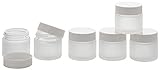 Matt Glas-Tiegel 30 ml m. Deckel, Leere Kosmetex Glas Creme-Dose, Kosmetik-Dose, 6× 30 ml Mattglas Weiß Deckel