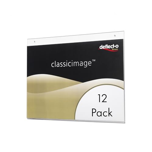 Deflecto a4 Landscape Wall Sign Holder Pack of 12 a4 Sign Holder Wall Mounted Document Poster Advertising Board Display Letter Board Message